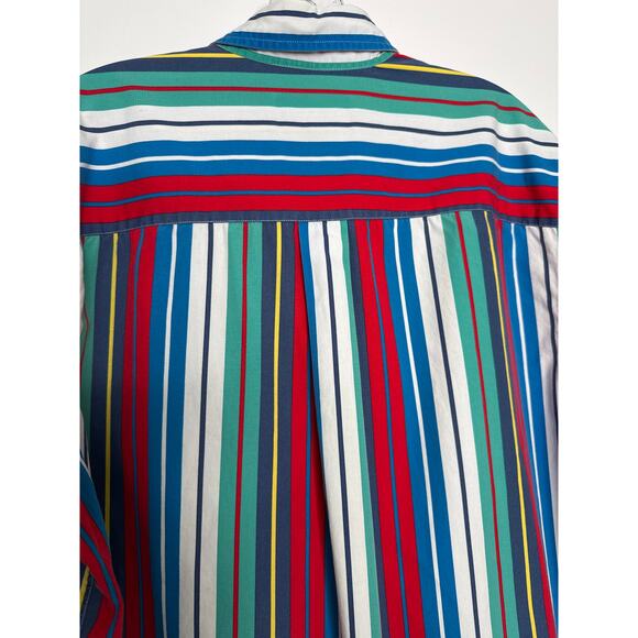 Vintage Sears Striped Cotton Short Sleeve Shirt 80s 90s Retro large - Picture 10 of 12